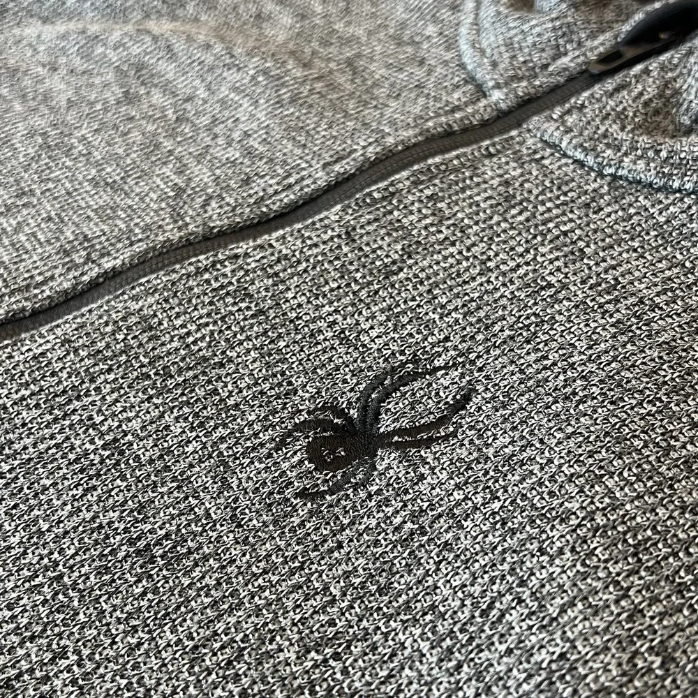 Spyder Fleece Lined Sweater Texture Pullover Mens XL 1/4 Zip Long sleeve Gray - Picture 2 of 10